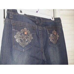 V Christina Women's Jeans Size 12 Heavy Duty Dark Wash Stretchy Embellished